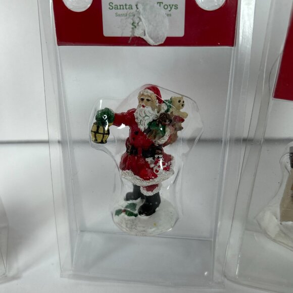 Lot Of 4 Christmas Village Figurines Vintage Church Sign People Santa Dog - Picture 4 of 12
